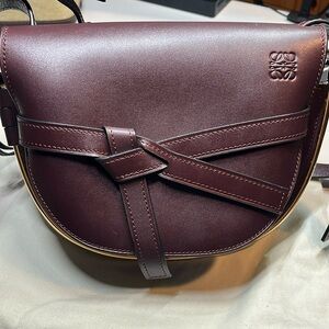 Loewe Gate Burgundy Leather Crossbody Bag